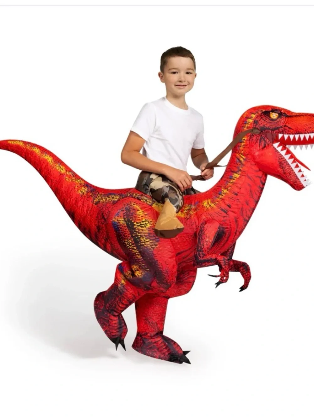 Spooktacular Creations Kids Inflatable Raptor Ride On Costume LED Eyes 7-10